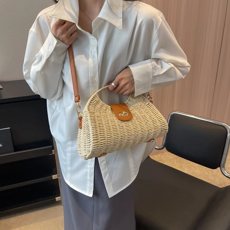 Women's All Seasons Straw Vacation Handbag