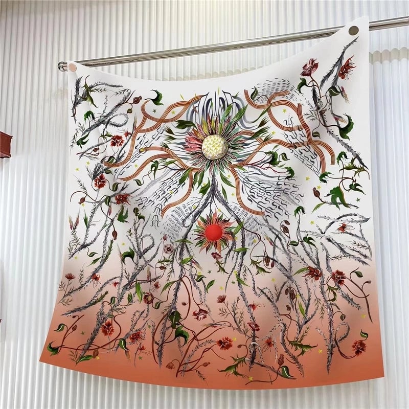 New High Quality Twill Forged Large Square Fashion 90*90cm Printed Silk Scarf Sunscreen Shawl Scarf
