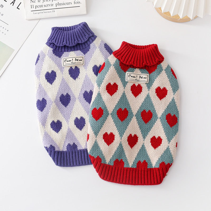 Heart Printed Dog Cat Sweater Vest