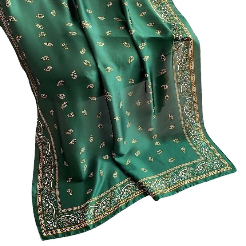 Elegant Large Scarf Dot Pattern Silk-like Scarf Women's Dual-use Air Conditioning Shawl Gauze Beach Towel Women