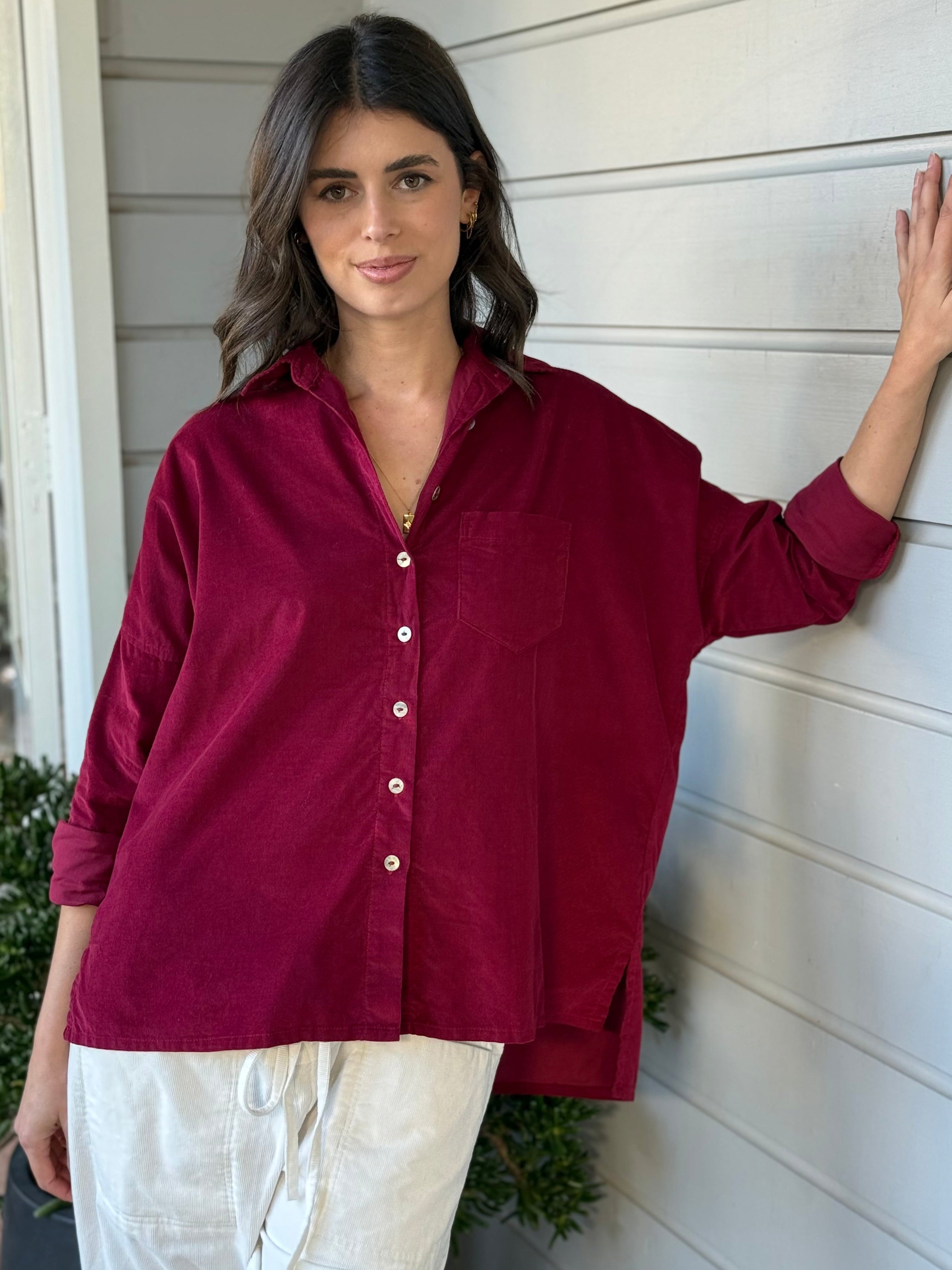 rosie shirt - merlot cord