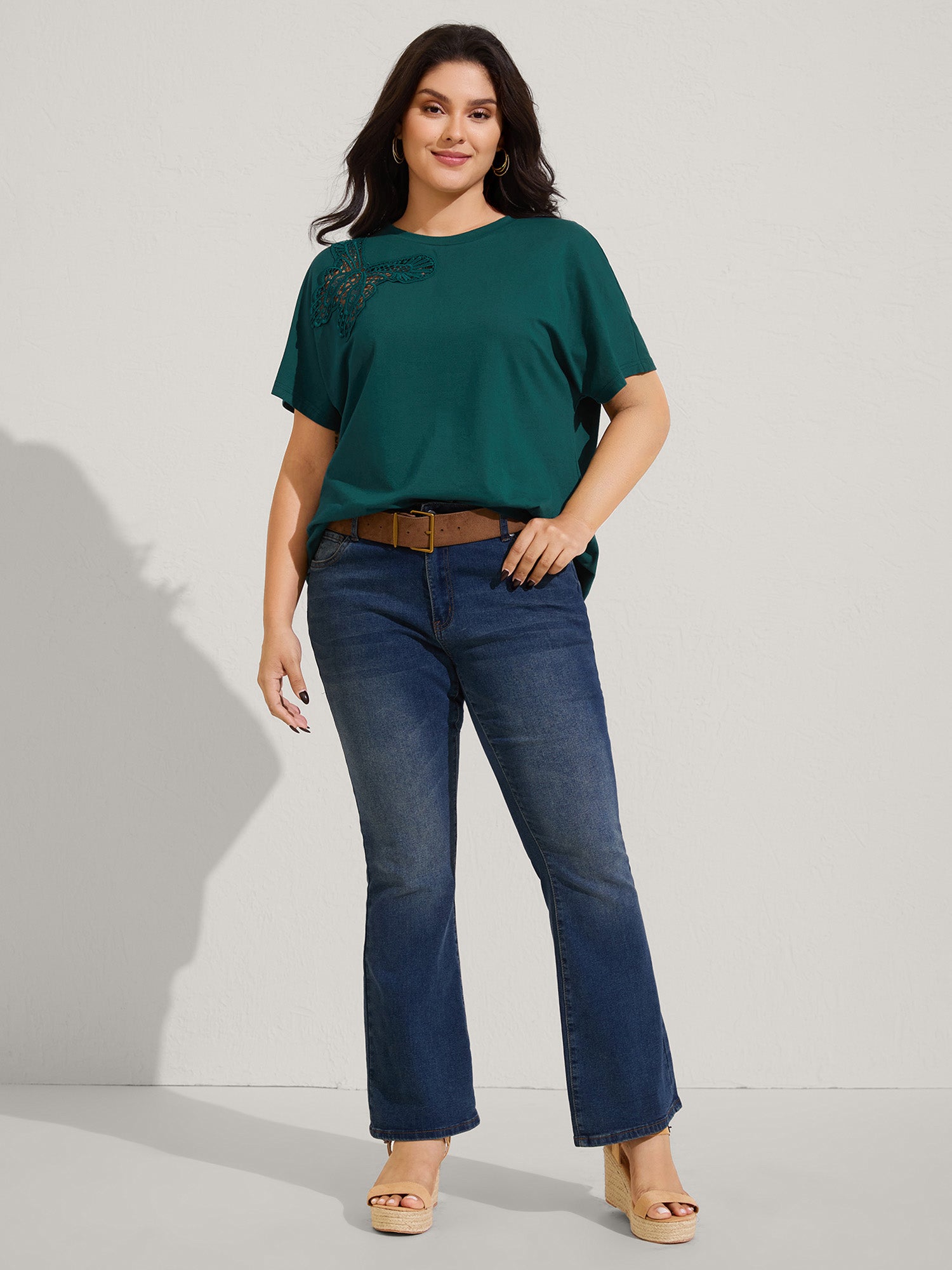 Pure Cotton Butterfly Cut-Out T-Shirt
