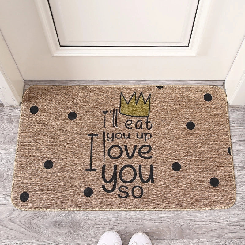 Imitation Saber Hemp Printed Rubber Floor Mat Rubber Bathroom Anti-slip Mat Absorbent Carpet Floor Mat Entrance Door Mat