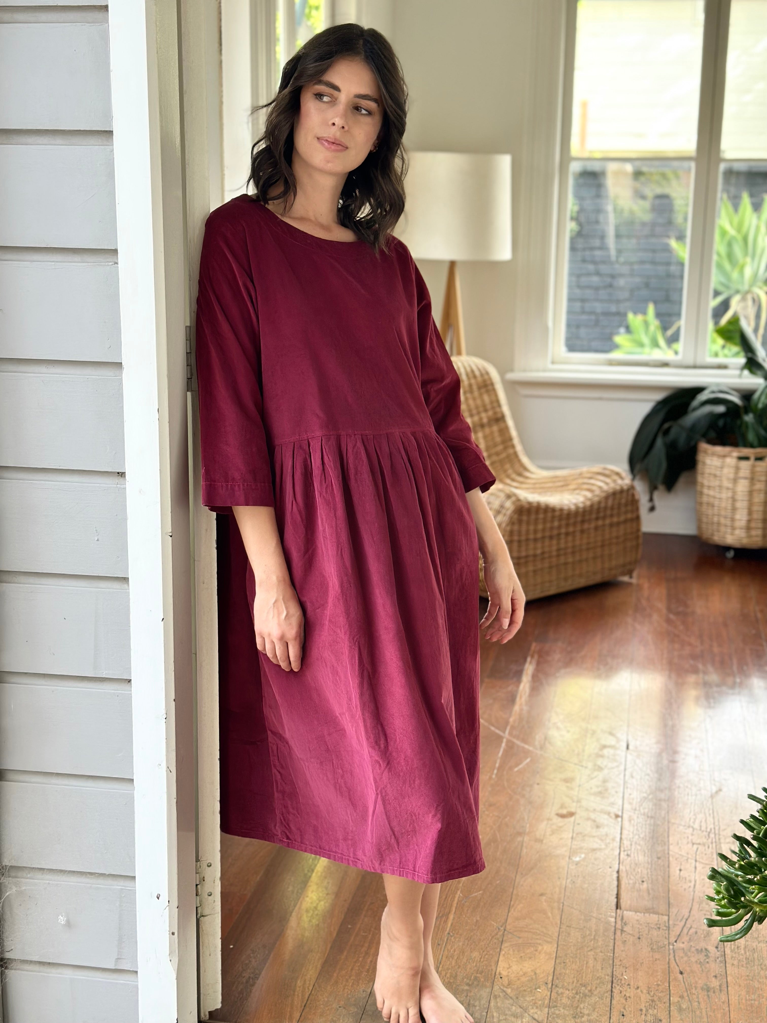 april dress - merlot wine cord