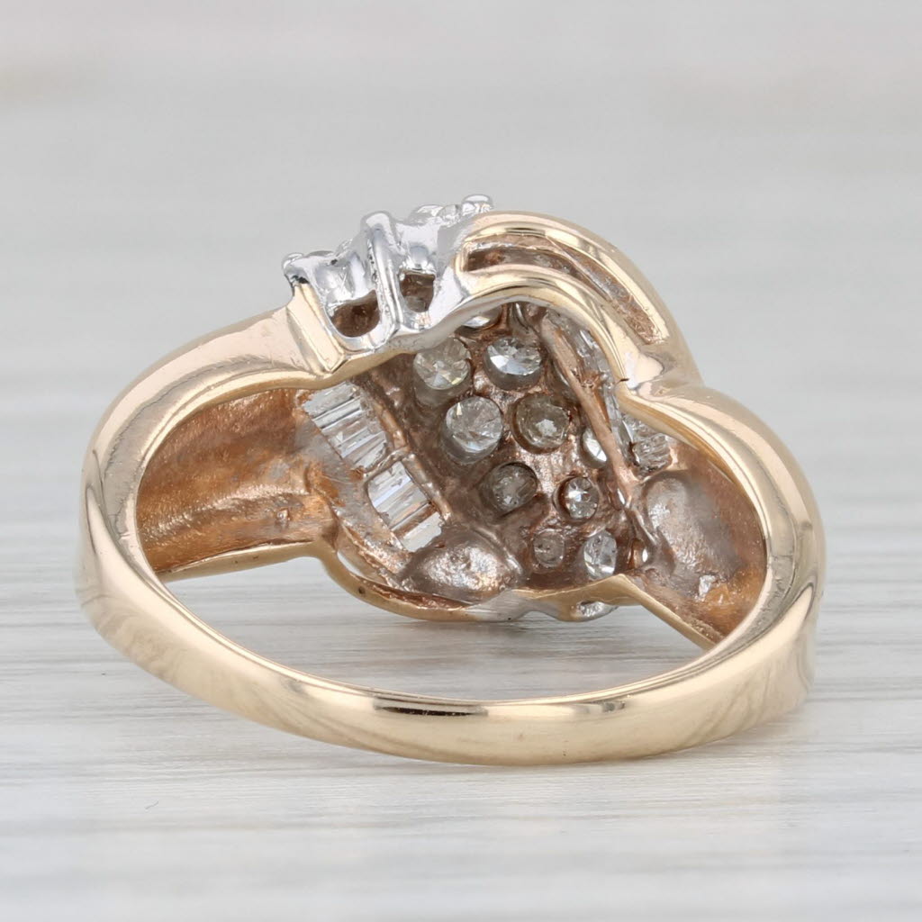 0.70ctw Diamond Cluster Bypass Ring 10k Yellow Gold Size 5