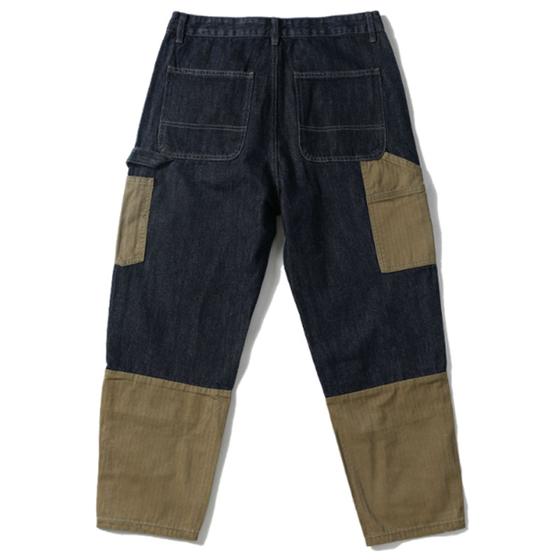 Loose And Versatile Autumn And Winter Multi-pocket Stitching Straight American Jeans