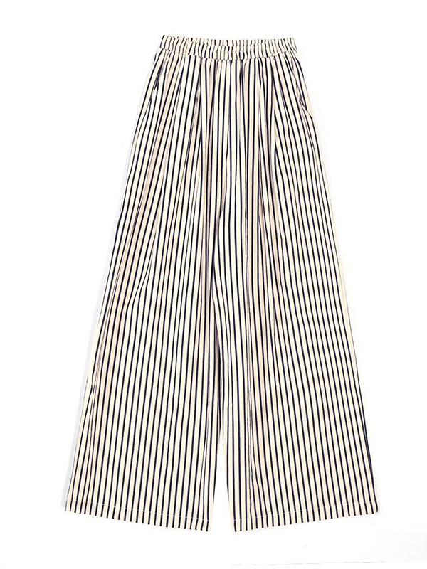 High Waisted Loose Split-Joint Striped Pants Trousers