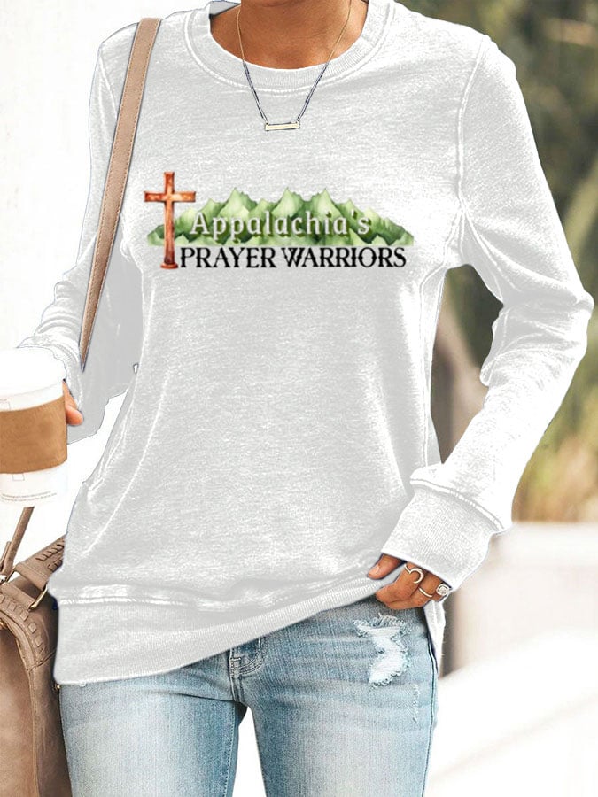 Women's Appalachia'S Prayer Warriors  Print Casual Long Sleeve Sweater