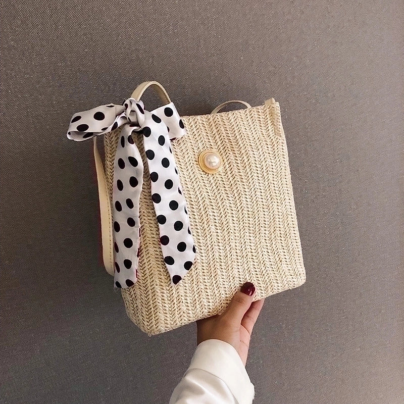 Women's All Seasons Straw Vacation Bucket Bag