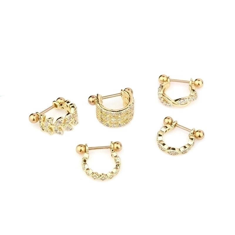 Ear Cartilage Rings & Studs Fashion U Shape 316L Stainless Steel  Copper Inlaid Zircon