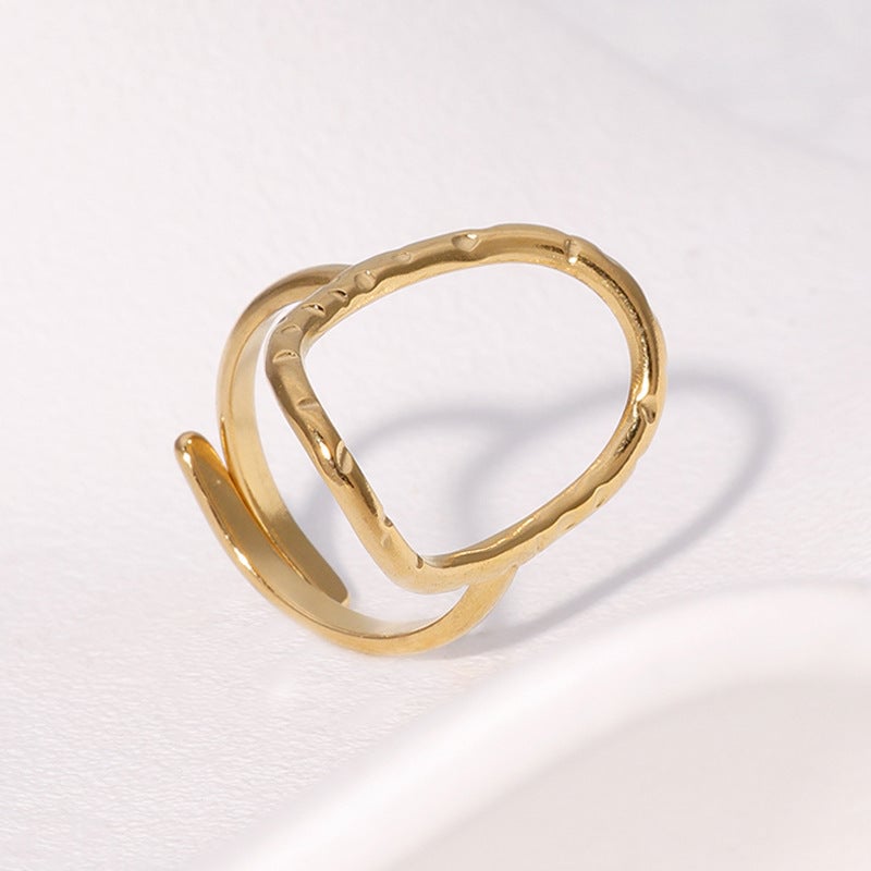 Simple Ins Simple Cold Style Open Ring Geometric Oval Personality Stainless Steel Ring Female