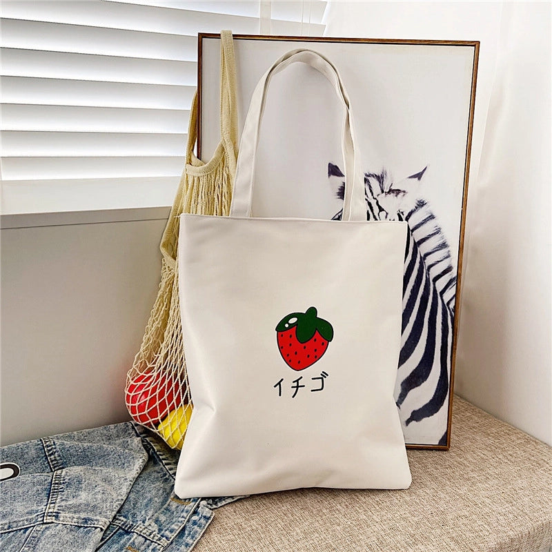 Women's Medium Canvas Letter Classic Style Sewing Thread Square Zipper Canvas Bag