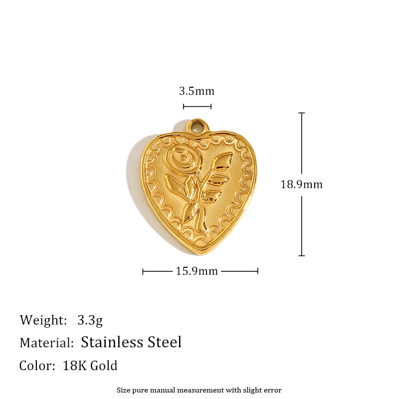 Hot Selling Diy Necklace Accessories Stainless Steel Plated 18K Gold Drop Oil Drop Love Wings Cherry Pendant