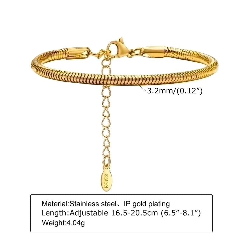 IG Style Minimalist Solid Color 201 Stainless Steel 18K Gold Plated Bracelets In Bulk