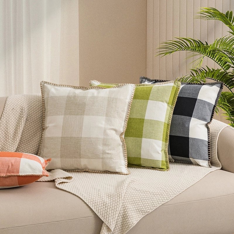 Elegant Minimalist Lattice Imitated Hemp Chenille Pillow Cases
