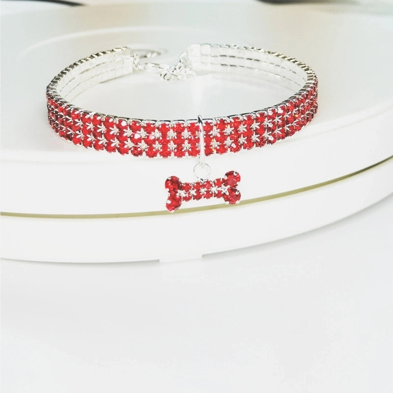 Minimalist Classic Style Commute Alloy Bow Knot Inlay Pet Collar