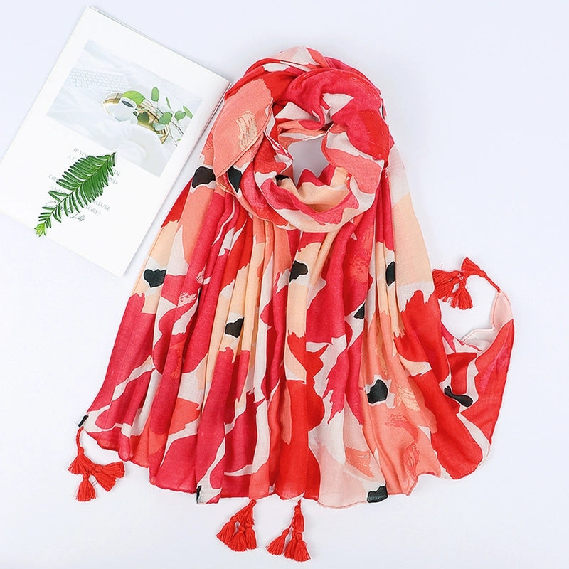 Women's Sweet Pastoral Flower Polyester Silk Scarf