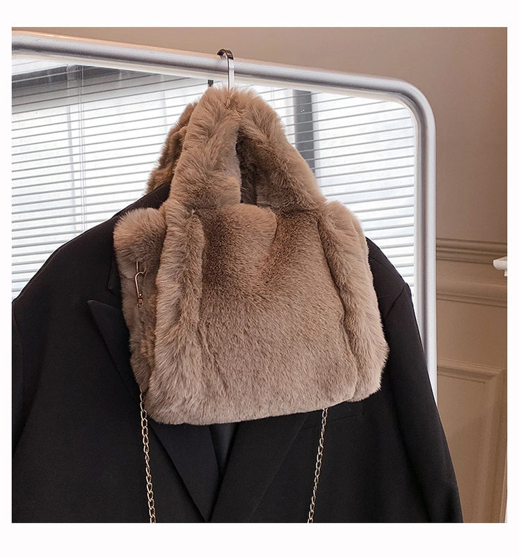Winter New Mao Mao Bag Women's Bag Large Capacity Women's Shoulder Crossbody Bag Portable Tote Plush Bag