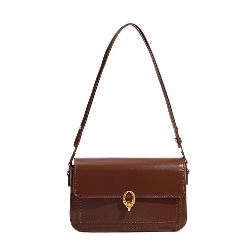 Women's Medium Pu Leather Solid Color Classic Style Flip Cover Shoulder Bag
