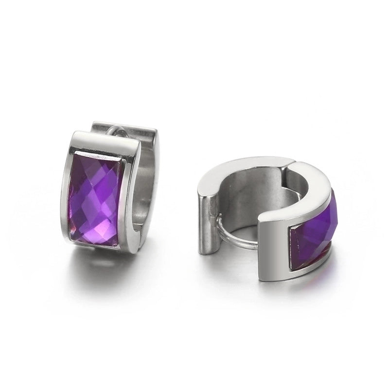 1 Pair Minimalist U Shape Plating Inlay Titanium Steel Glass 18K Gold Plated Earrings