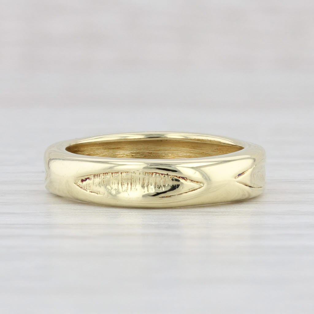 Vintage Tiffany Patterned Band 18k Yellow Gold Size 4.25 Wedding Stackable Ring