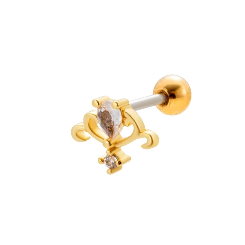 1 Piece Ear Cartilage Rings & Studs Sweet Heart Shape Flower 316L Stainless Steel  Copper Plating Inlay Zircon Ear Cartilage Rings & Studs