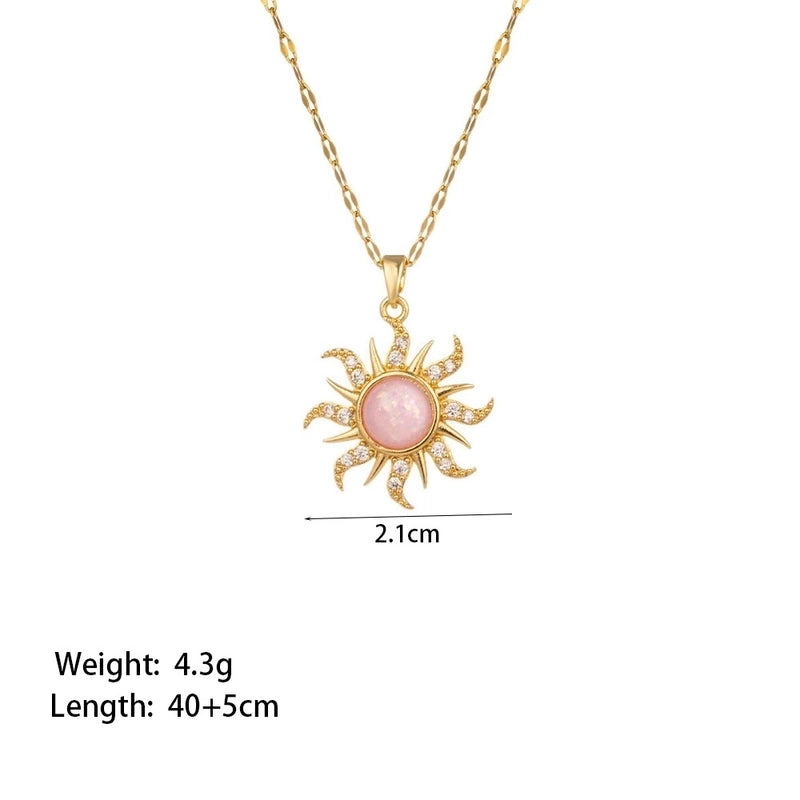 Sweet Minimalist Star Heart Shape Bow Knot Titanium Steel Zircon Plating Inlay Pendant Necklace