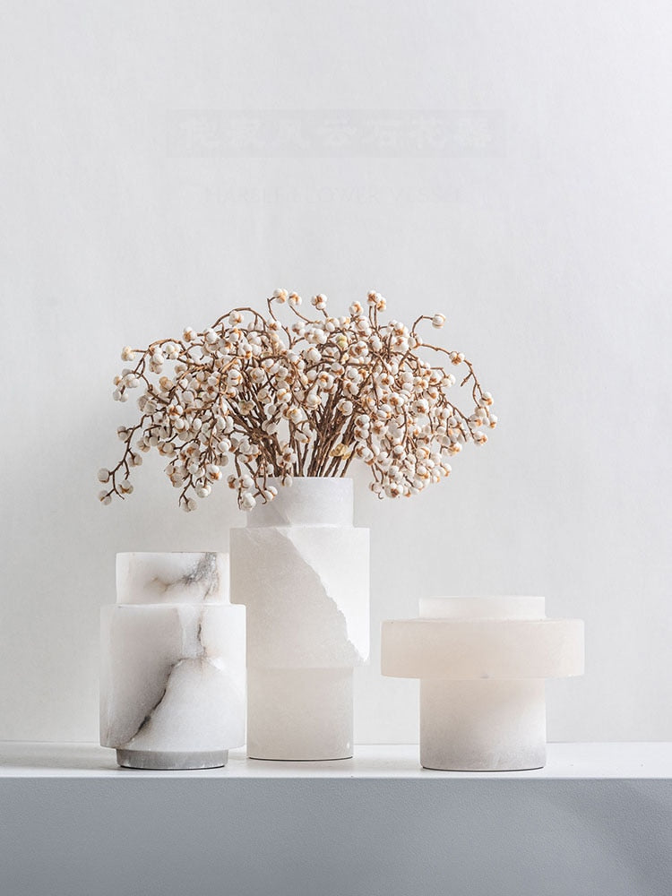 Scandinavian White Natural Marble Vase