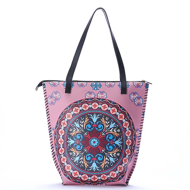 Women's Large Pu Leather Geometric Basic Vacation Bucket Zipper Shoulder Bag
