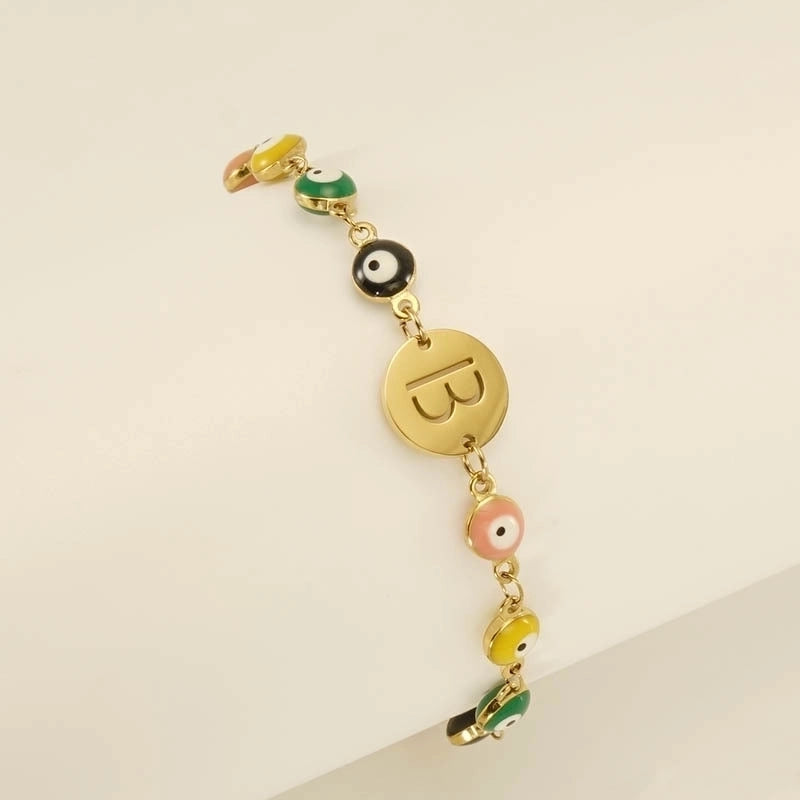 Titanium Steel Gold Plated Minimalist Classic Style Letter Plating Bracelets