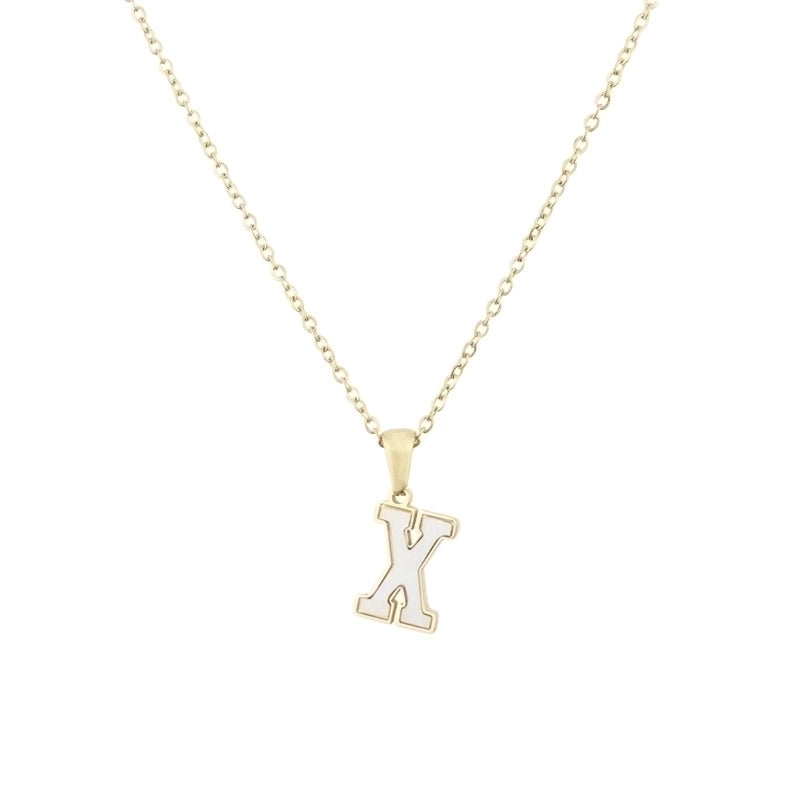 304 Stainless Steel Titanium Steel 18K Gold Plated Minimalist Plating Inlaid Shell Letter Shell