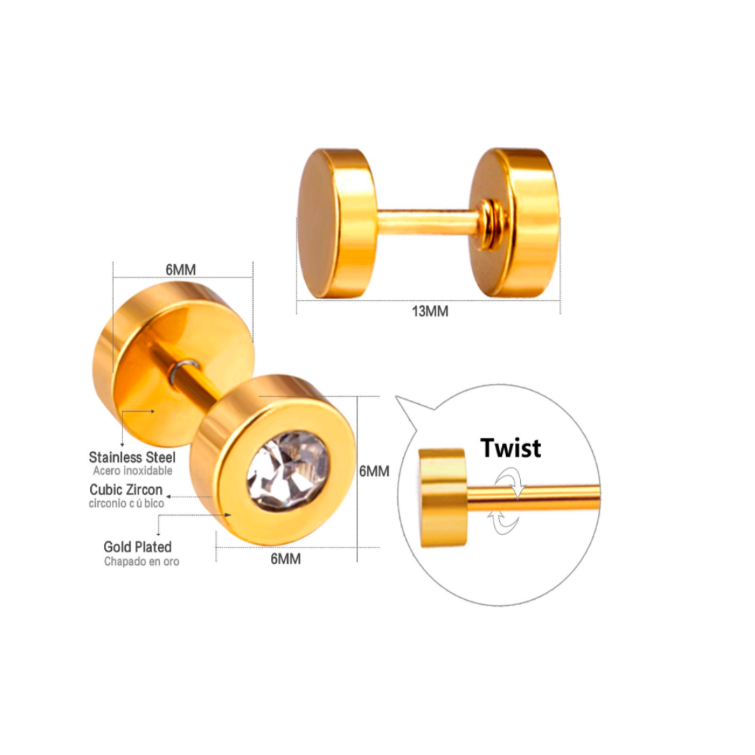 6mm framed diamond studs - Gold