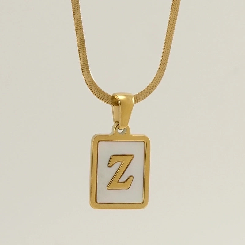 Stainless Steel 18K Gold Plated Casual  Plating Inlay Letter Shell Pendant Necklace