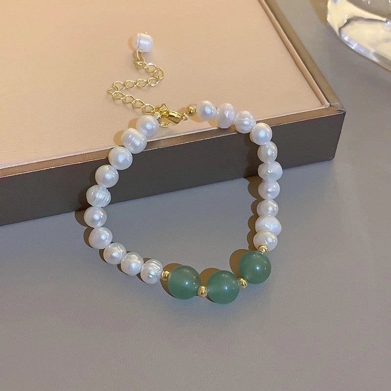 Elegant Round Rhinestones Imitation Pearl Alloy Freshwater Pearl Bracelets