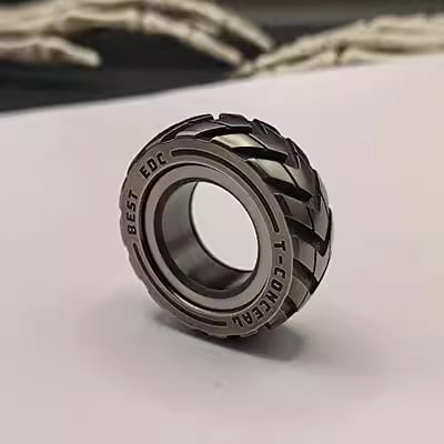 Dual Function Stainless Steel Motorcycle Tire Fidget Ring