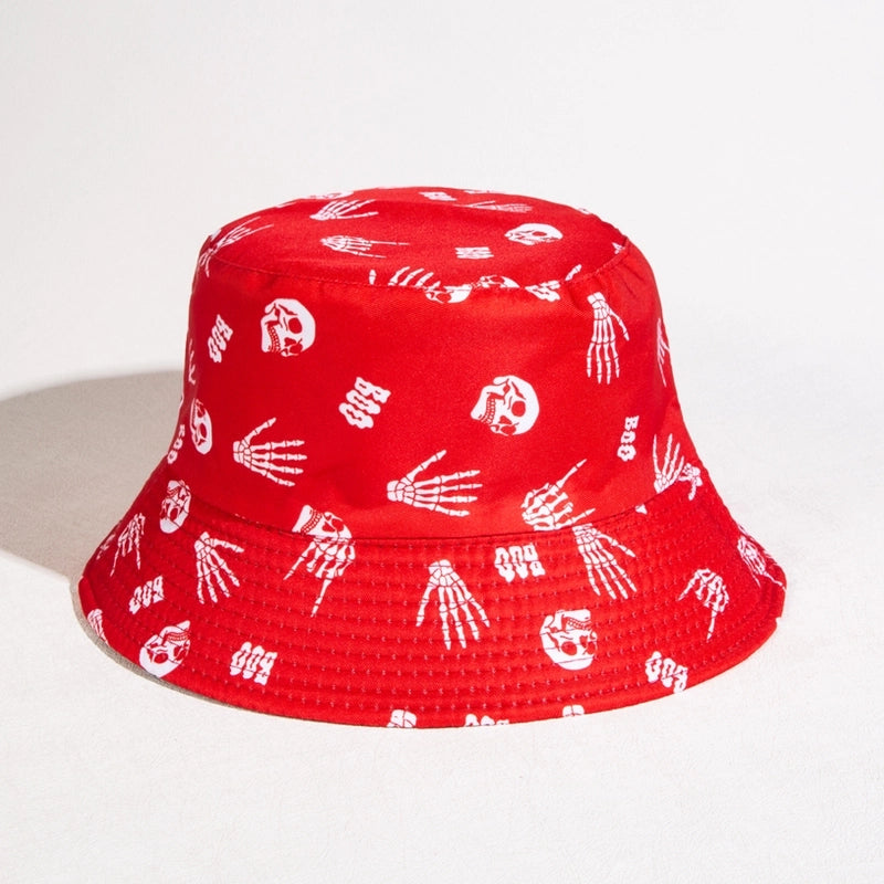 Unisex Casual Hip-Hop Skull Wide Eaves Bucket Hat