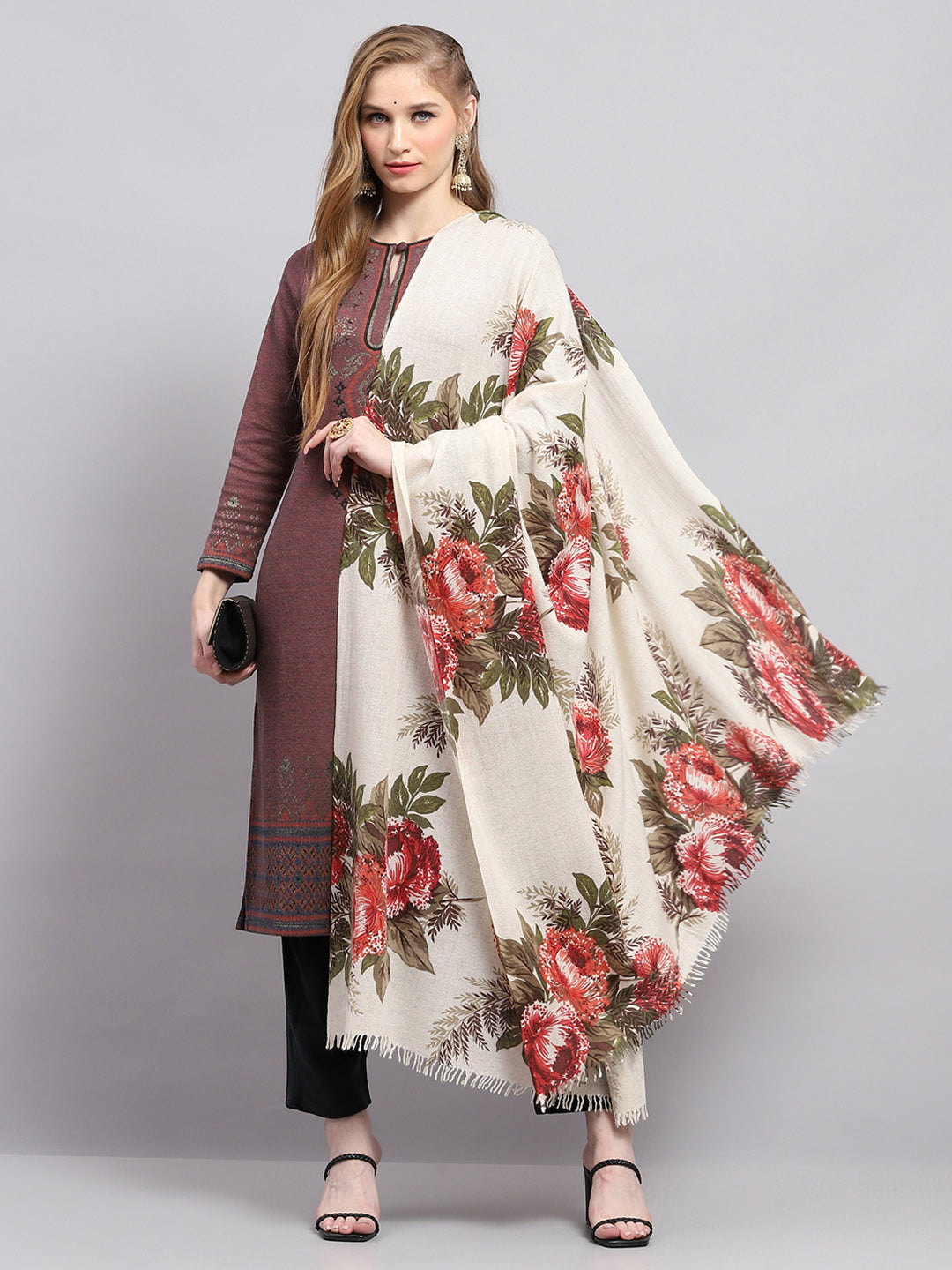 Women Multicolor Floral Print Shawl