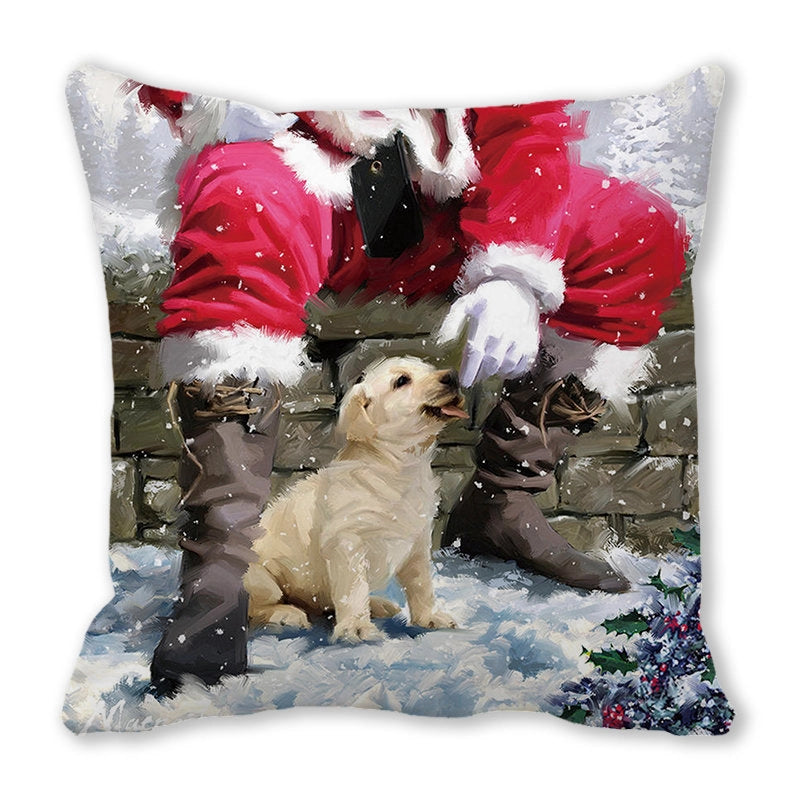 Christmas Pastoral Santa Claus Chemical Fiber Pillow Cases Couch & Sofa Decor