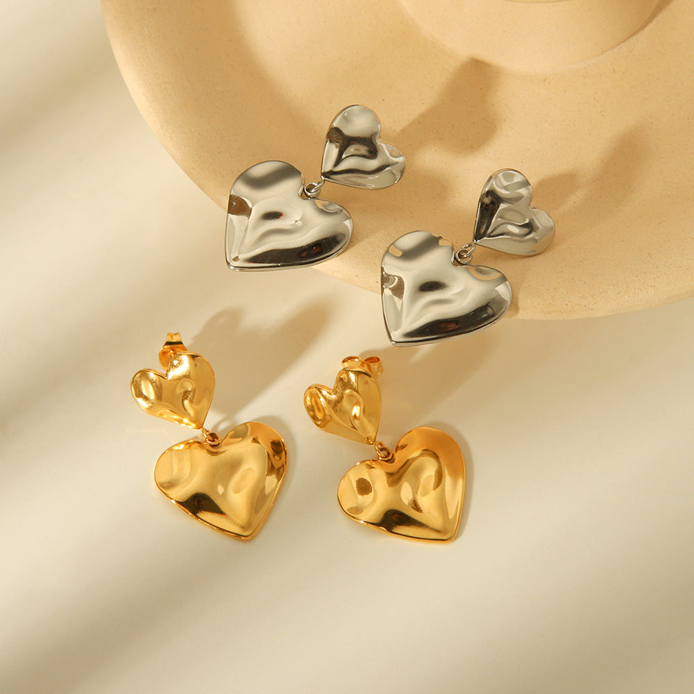 IG Style Heart Geometric Stainless Steel Electroplating Earrings