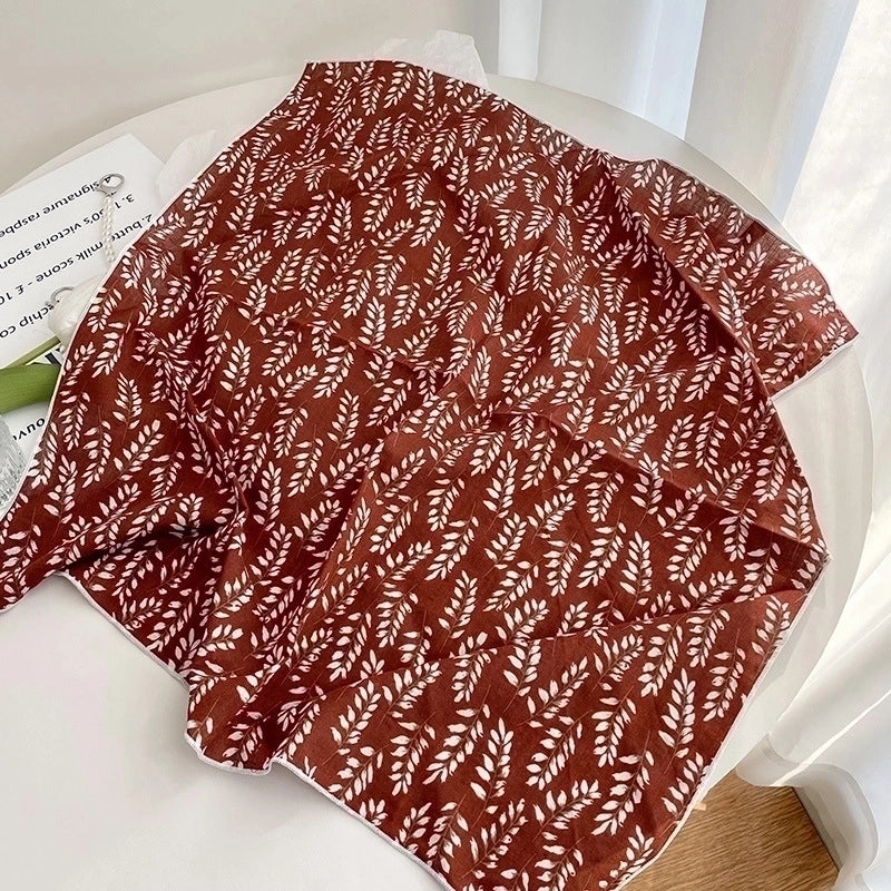 Women's Sweet Minimalist Color Block Cotton And Linen Printing Scarf