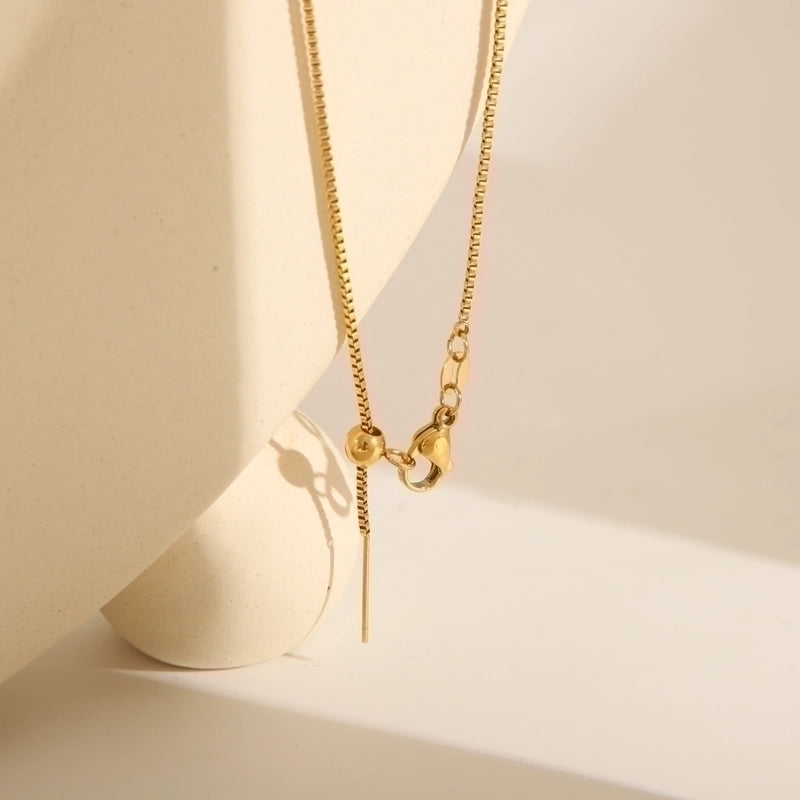 5 Pieces Basic Commute Solid Color 304 Stainless Steel 18K Gold Plated Necklace