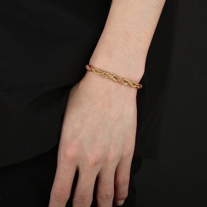 Minimalist Twist Stainless Steel 18K Gold Plated Bracelets In Bulk