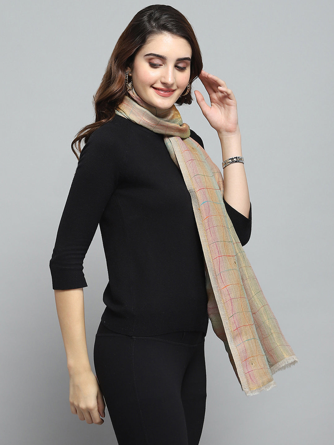 Women Multicolor Self Design Stole