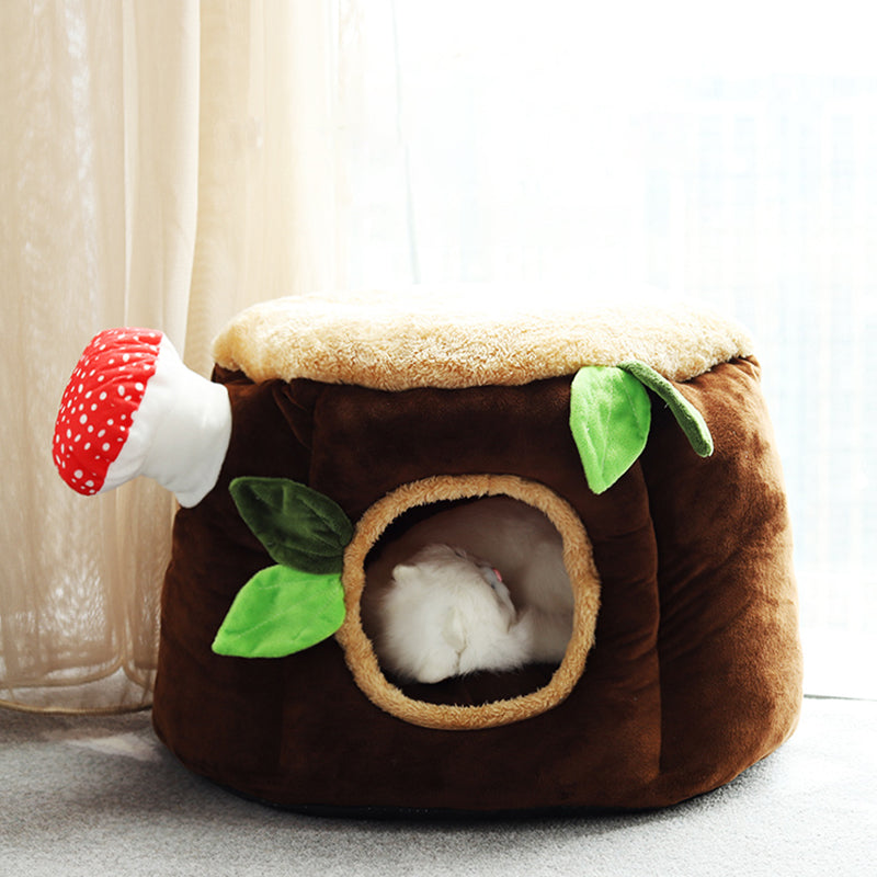 Stump and Red Mushroom Cat Bed