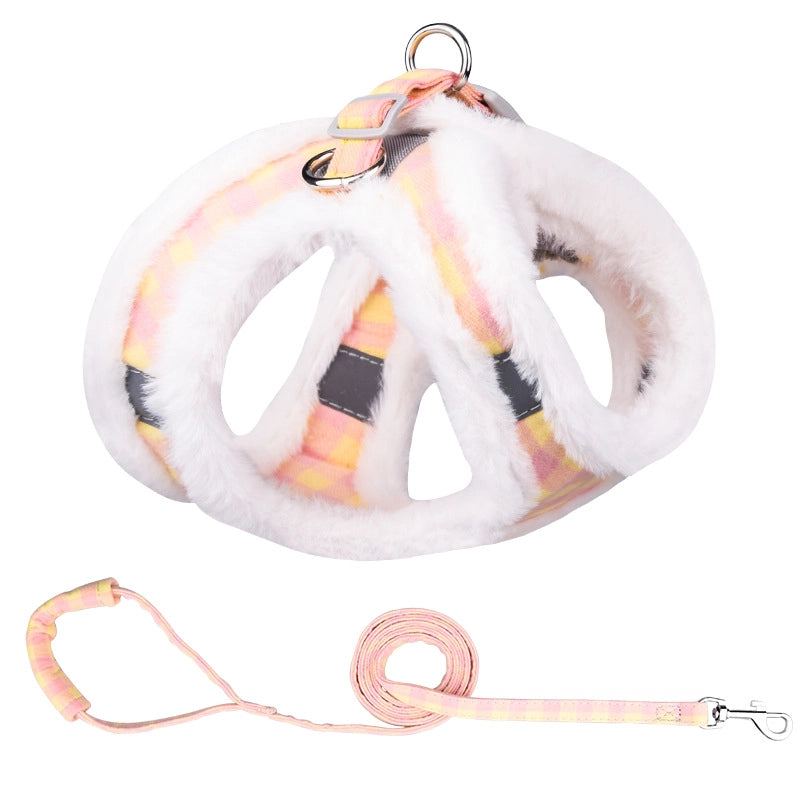 Minimalist Classic Style Faux Rabbit Fur Solid Color Leash