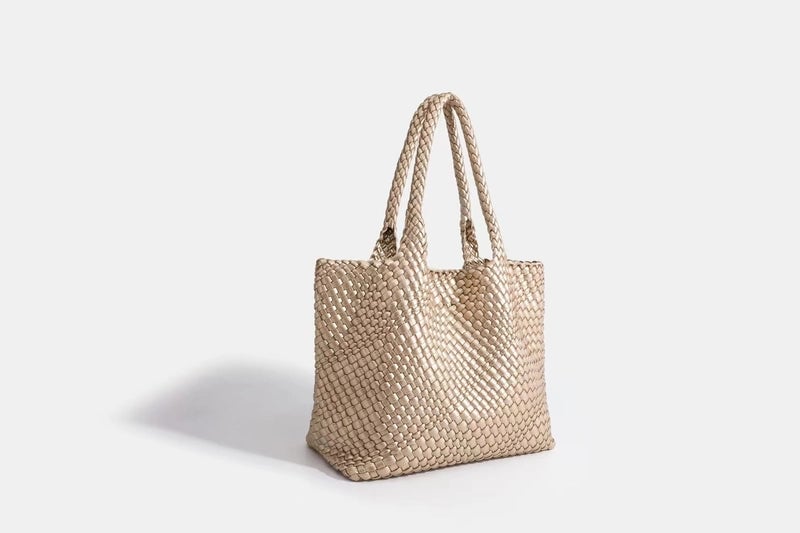 Women's Large Pu Leather Solid Color Vintage Style Streetwear Weave Square Magnetic Buckle Shoulder Bag