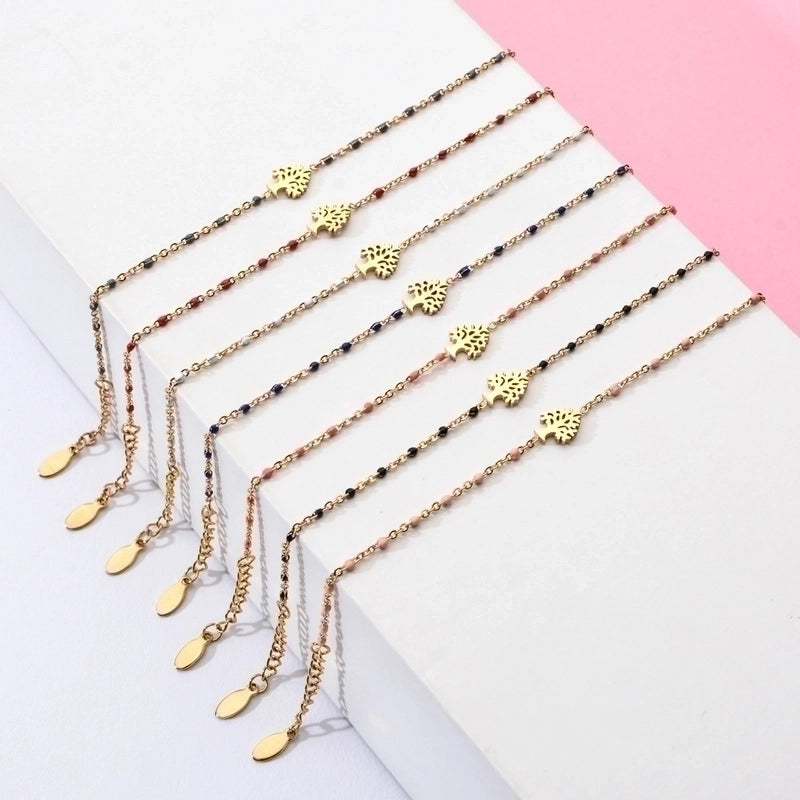 Retro Minimalist Tree Stainless Steel Plating Bracelets