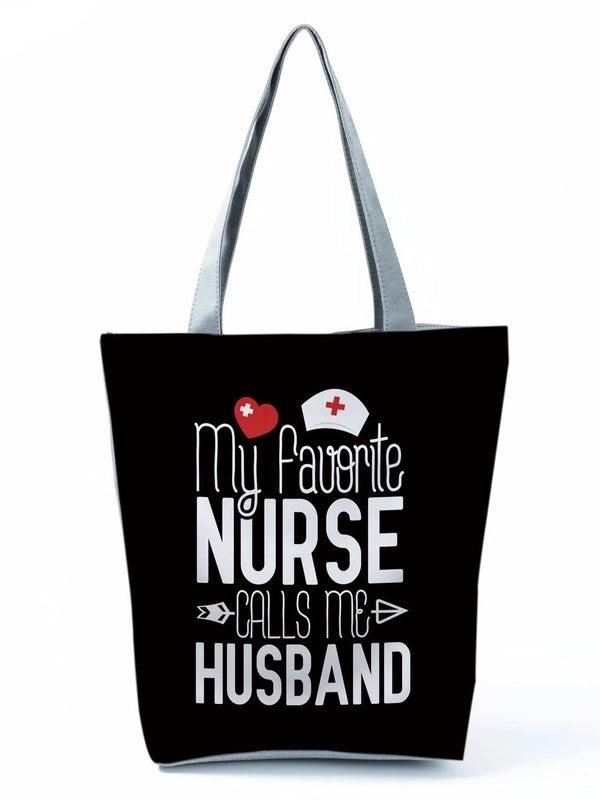 Women's Basic Letter Polyester Shopping Bags