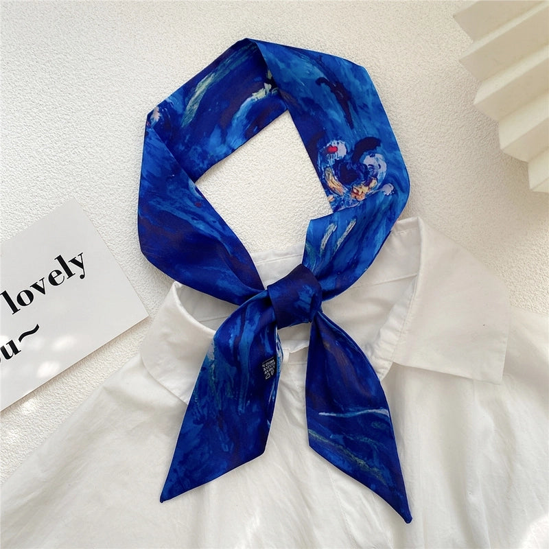 Women's Sweet Oil Painting Polyester Silk Scarves