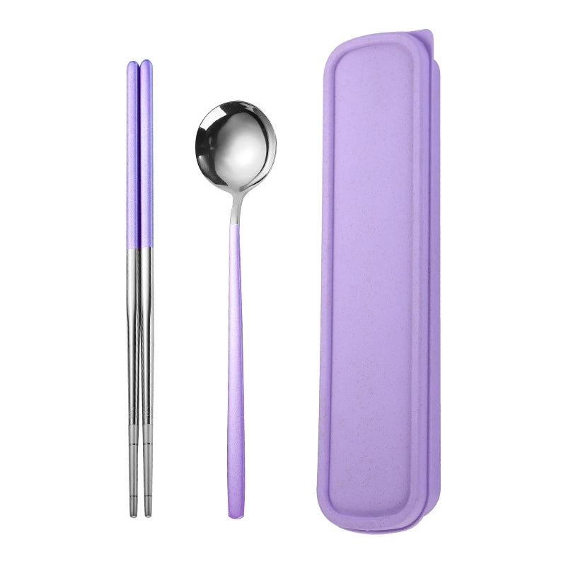 Fashion Solid Color Stainless Steel Tableware 1 Set